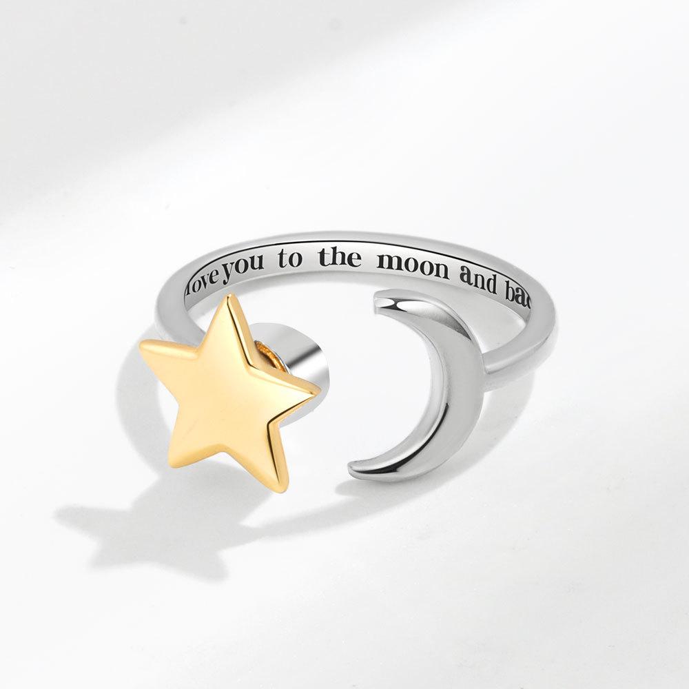 Fashion Creative Stars Rotating Ring Female Openings Can Be Turned Adjustable Star and Moon Index Finger Ring Astrolabe Ring