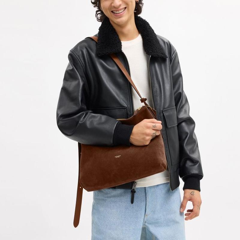 Coach Mott 33 Gold Accessory Letter Pendant Crossbody Bag Unisex Shoulder Bag Warm-Brown CCW77-WBR