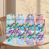 1PC Colorful Dragonfly Watercolor Print 750ml Color Plastic Sports Water Bottle Leakproof Flip Straw Lid Suitable for Sports Office Home Use
