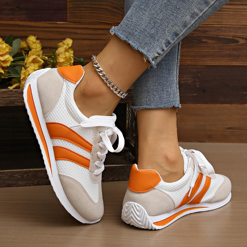 Women's Lightweight Fashion Sneakers Comfort Non Slip Casual Sports Shoes Woman Striped Mesh Breathable Platform Sneakers