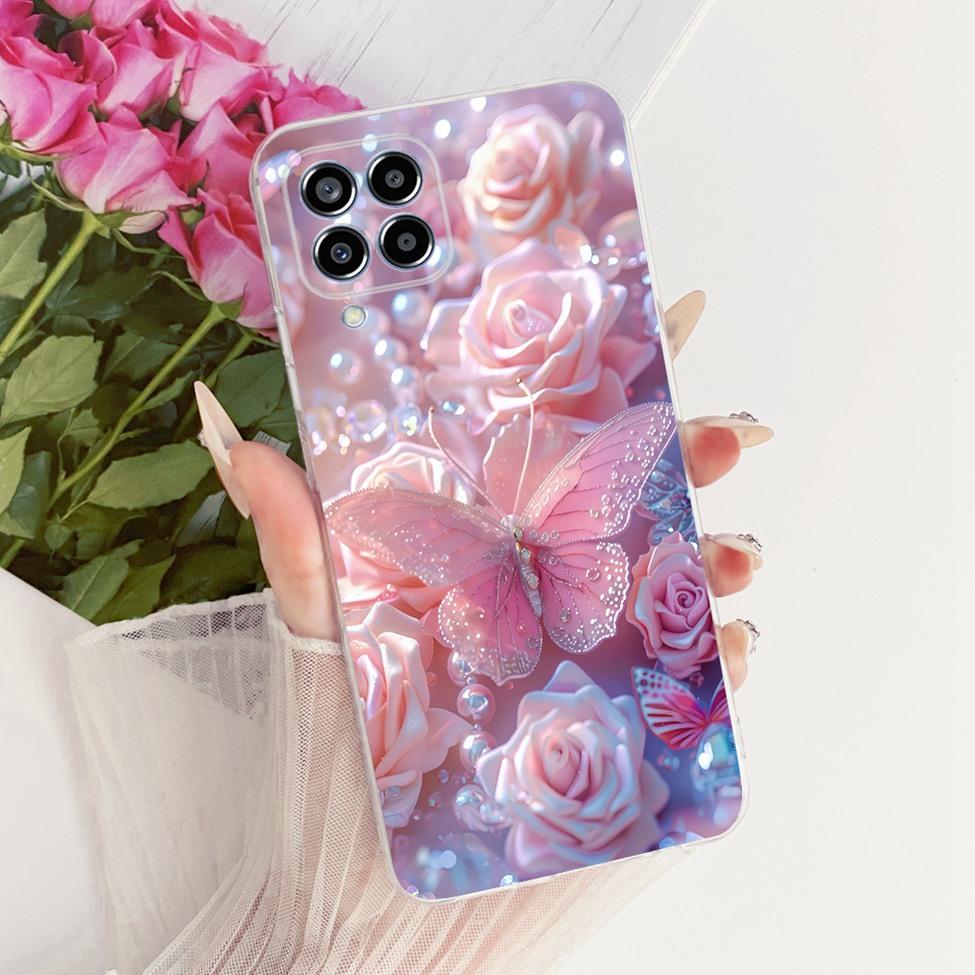 Transparent For Samsung M33 5G Case Cover Cute Cat Fashion Butterfly Funny Painted Casing For Samsung Galaxy M33 5G M336B M336K