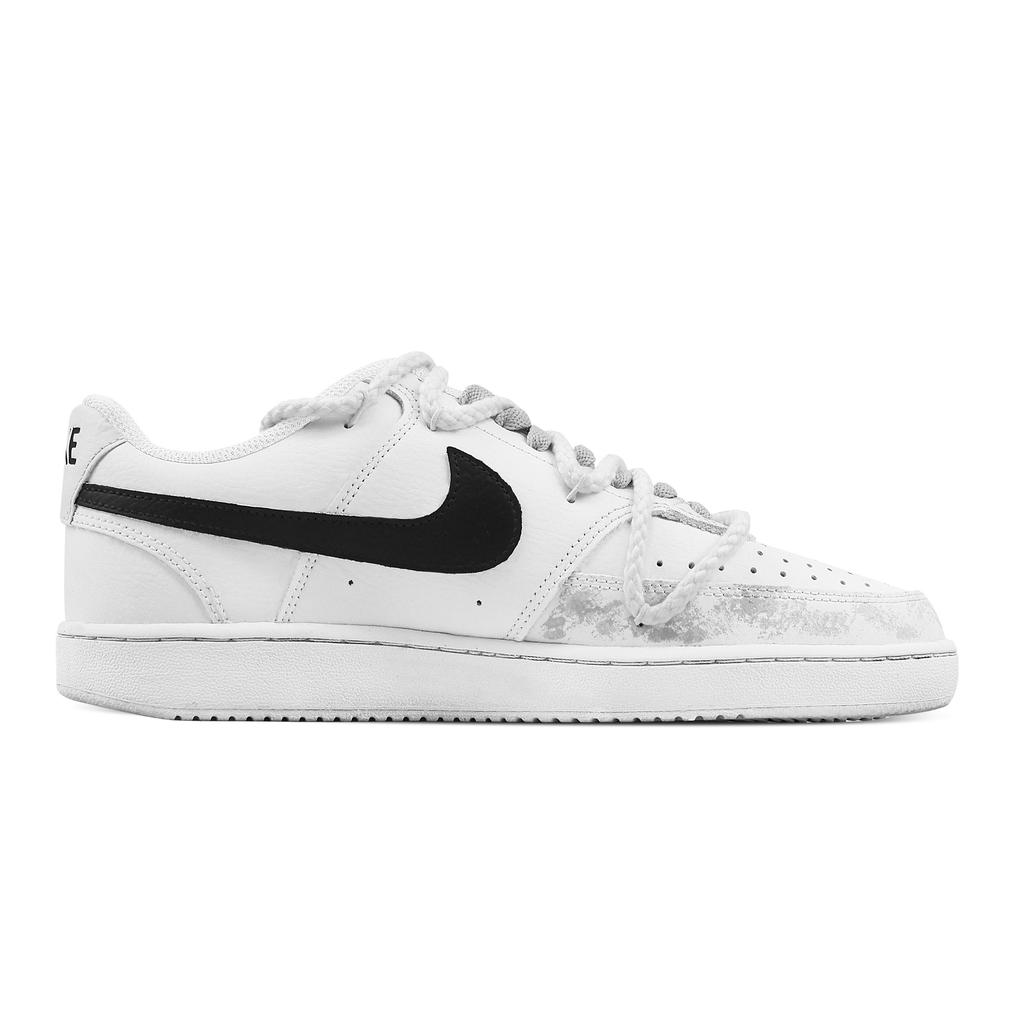 Nike Court Vision 1 Plain Silver Pattern Abrasion Resistant Low top Skateboard Shoes Men's Gray White DH2987-101(Team773-)