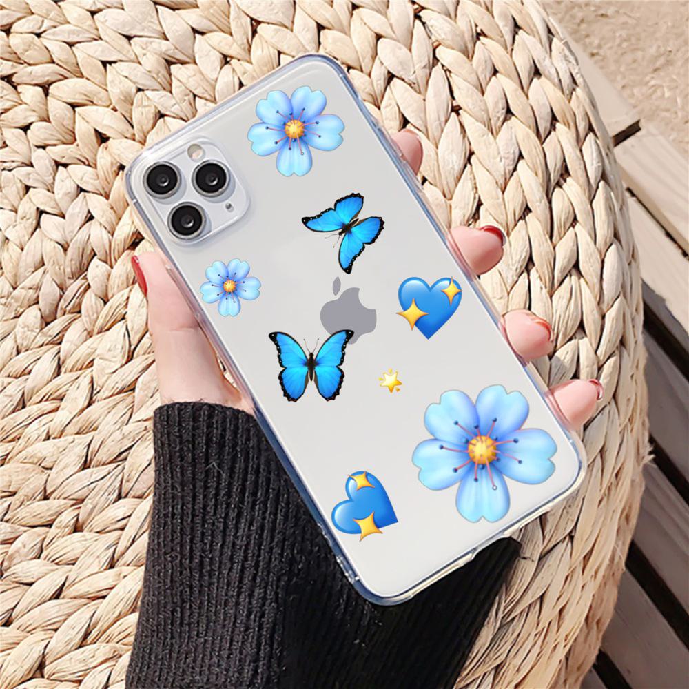 Прозрачный чехол TPU с синей бабочкой для Apple iPhone 14 Pro Max