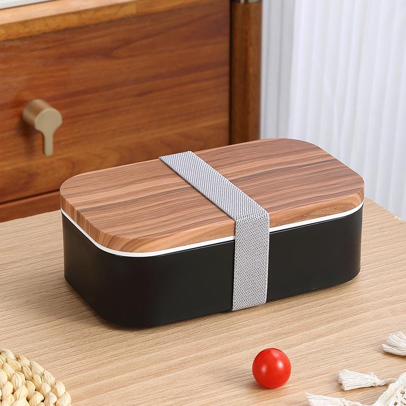 Горячая продажа INS Wood Grain двухслойный пластиковый ланч-бокс для микроволновой печи взрослый ланч-бокс Bento Box ланч-бокс
