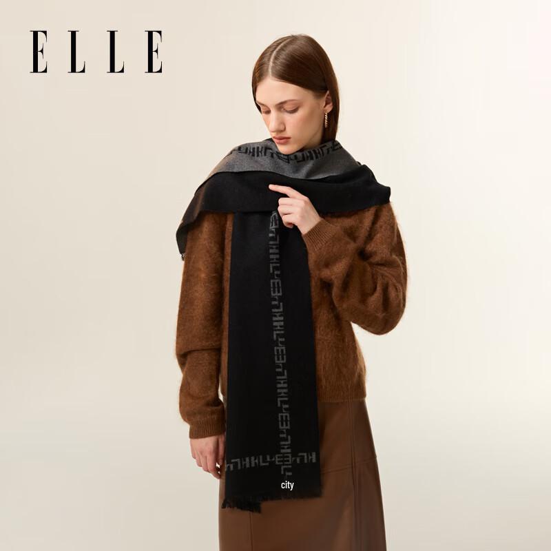 ELLE Women's Double-Sided Silk Jacquard Scarf