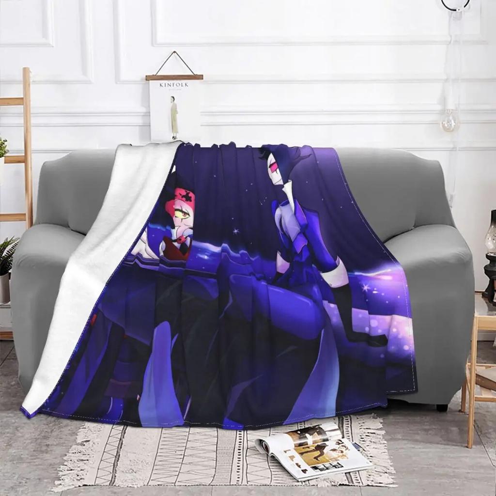 Фланелевые одеяла в стиле аниме Helluva Boss Octavia Stolas, пледы на заказ для дома, отеля, дивана, покрывала