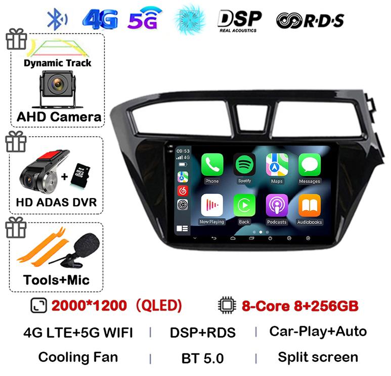 Android 14 Carplay Auto WIFI+4G Для Hyundai I20 RHD 2015 2016 2017 2018 Автомагнитола Мультимедийный плеер Стерео Головное устройство 2din Аудио