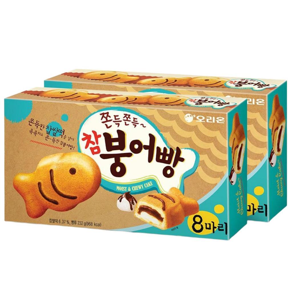 Orion Cham Bungeoppang Moist Fish Shaped Cake Sweet Red Bean & Chewy Rice Cake Filling 464g (232g x 2 Packs)