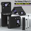 Capacitance Pen For Samsung Galaxy Z Flip 3 4 Dual Hinge Case With Touch Pen Slot Holder Cover For Galaxy Z Flip 4 5g Case Funda