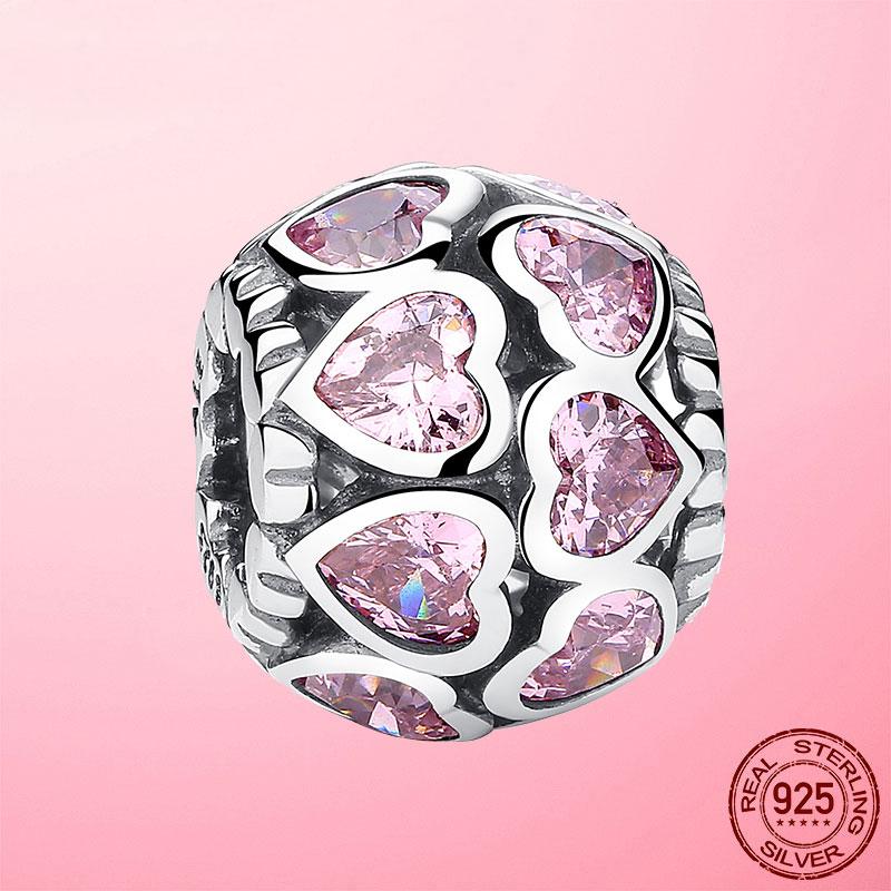 Romantic 925 Silver Heart To Heart Forever Love Charms Beads Fit Original Bracelet Bangle DIY Silver Jewelry