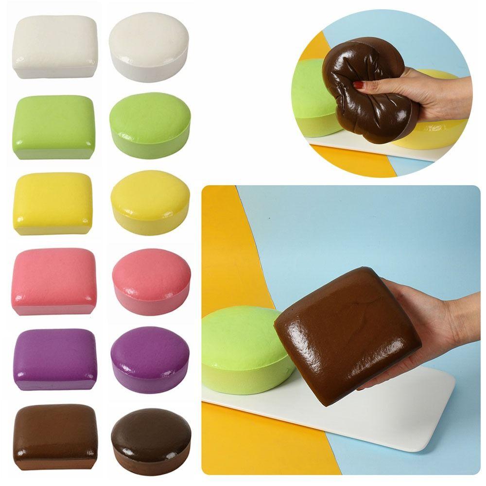 Soft Simulation Bread Squeeze Toys Round/Square Sensory Squishy Toy Squeeze Toast Toy Fidget Toy