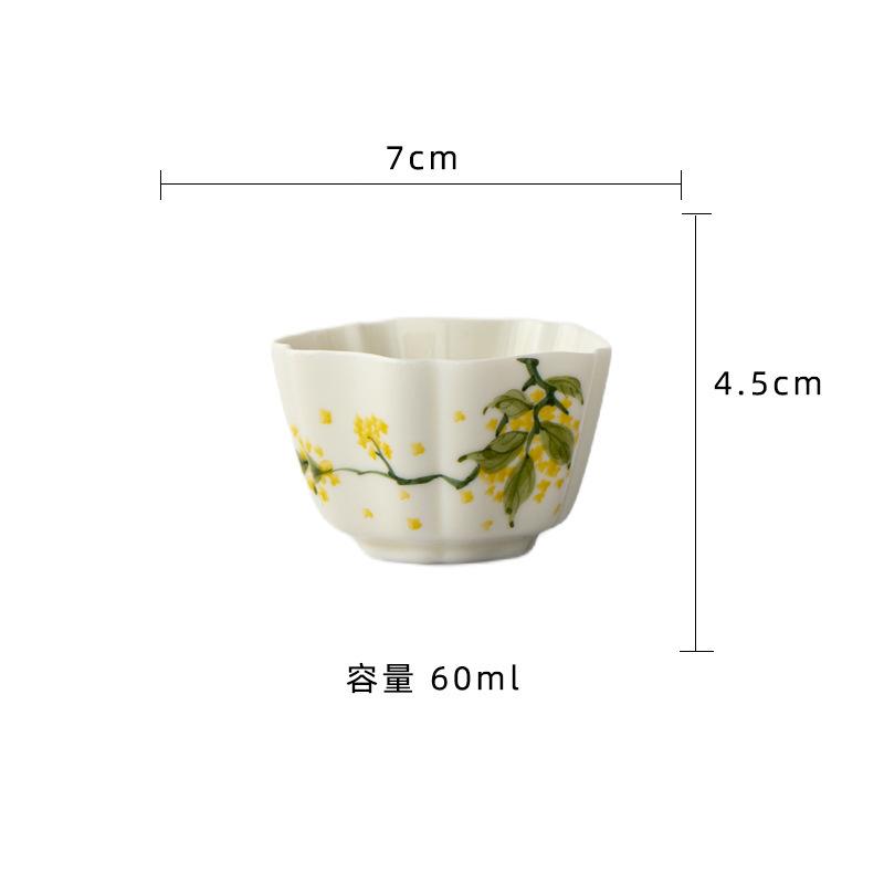 2pc/lot Hand-painted Flowers And Bamboo Teacup Japanese Tea Bowl Jug Tea-tasting Smelling Cup Jianzhan Master Cups Supplies 60ml