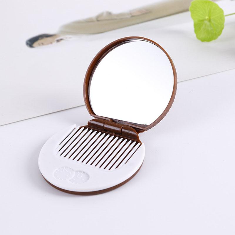 Cute Mini Mirror Portable Makeup Mirrors with Comb Girls Women Pocket Mirrors Chocolate Cookie Shaped Cosmetic Mirror