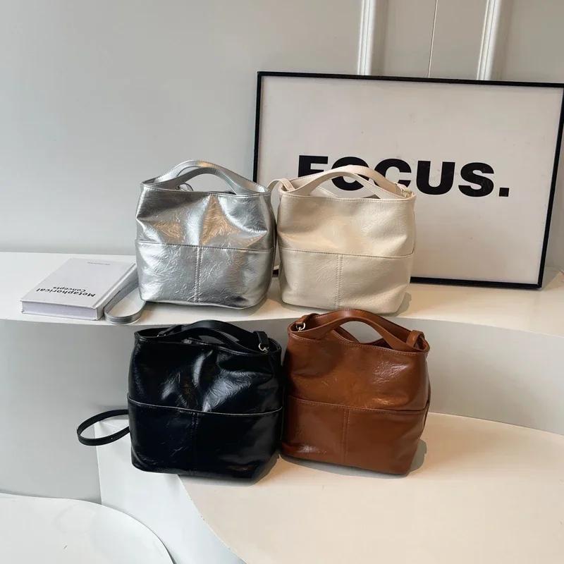 Женская многофункциональная сумка через плечо, простая сумка-ведро, большая вместительная сумка для поездок на работу