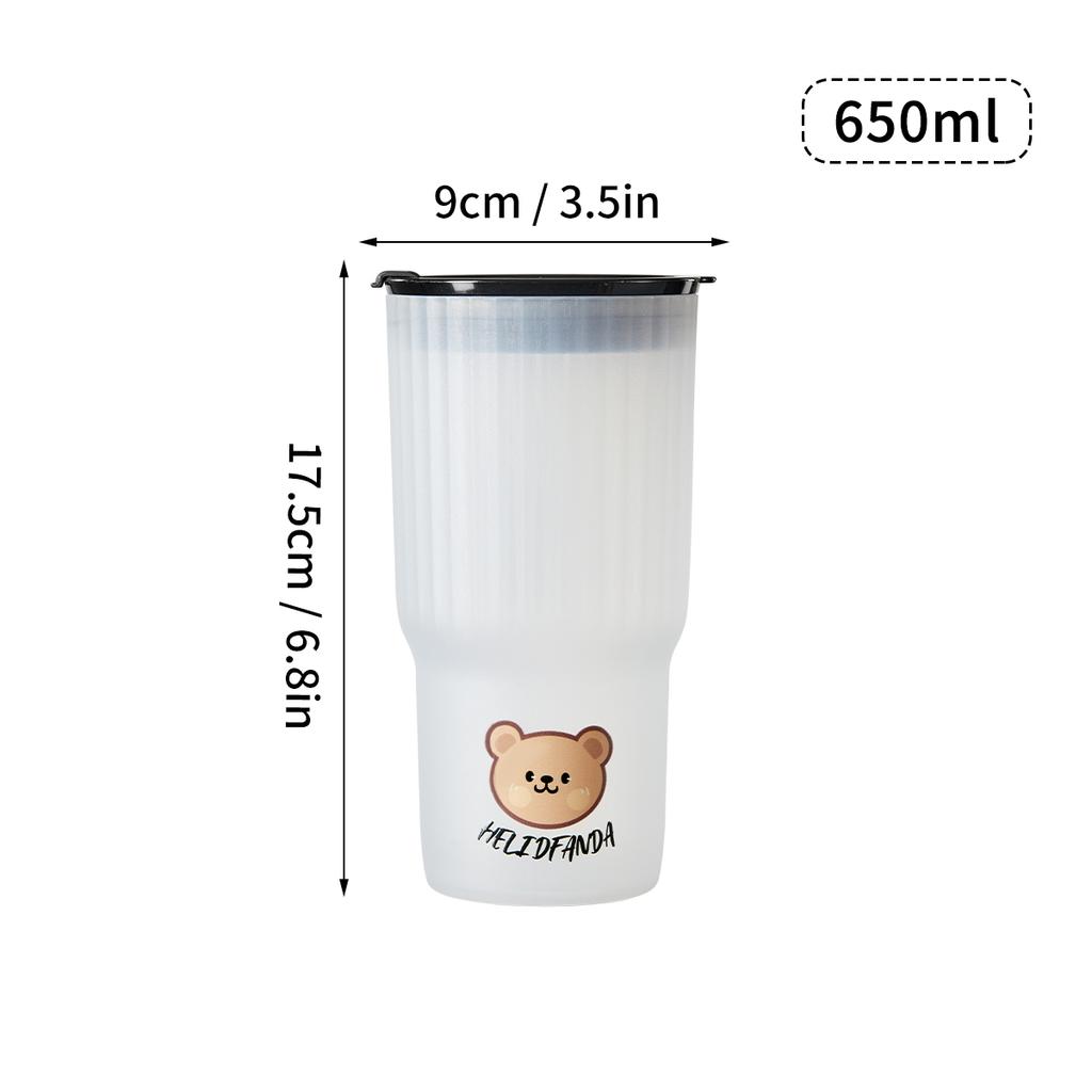 WORTHBUY Cute Bear Plastic Water Cup Large Capacity Water Bottle Travel Leak-proof Tumbler With Lid Portable Milk Coffee Cups