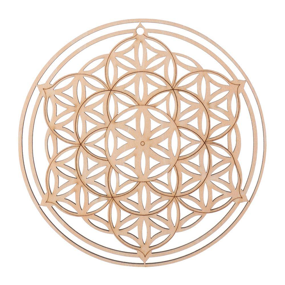 Hot Round Wood Sign Wall Decor Wooden Wall Art Sacred Geometry Hanging Artwork