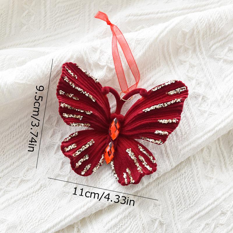 1/2pcs Elegant Christmas Velvet Pendant Red Plucked Deer Bell Pendant Plastic Home Decoration