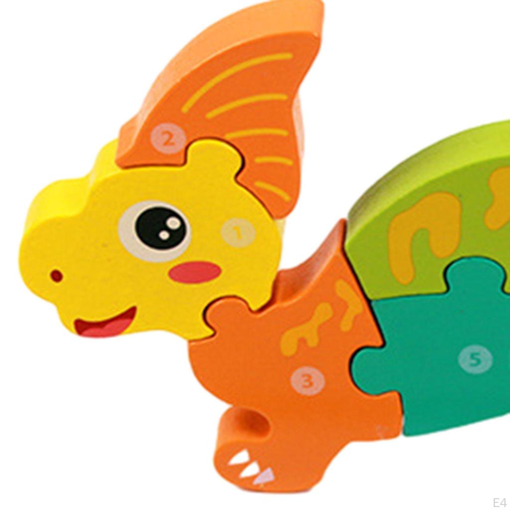 Детская деревянная головоломка Dino Colors 3D Когнитивная интерактивная Животные Монтессори Игрушки для Детей
