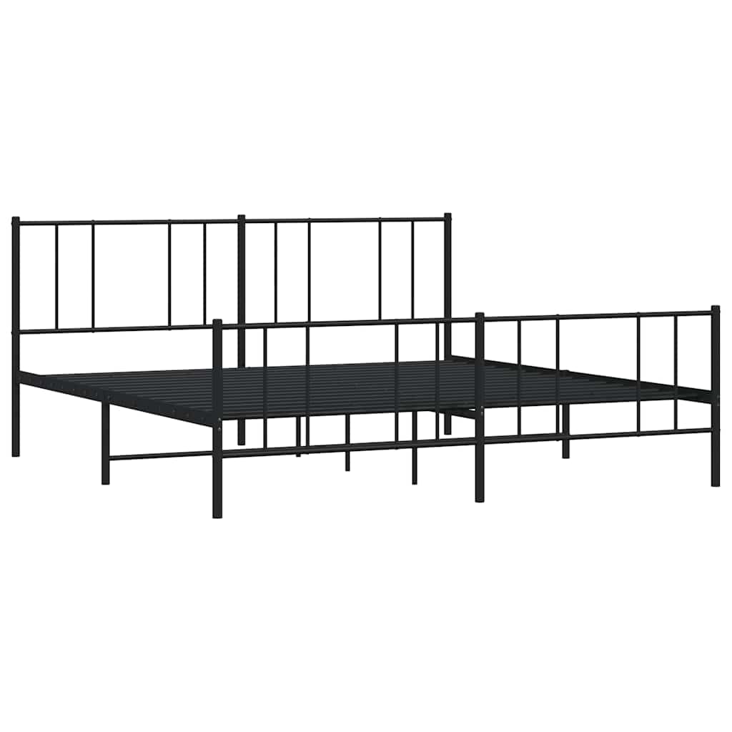 Vidaxl Metalowe Łóżko Z Zanóżkiem, Bez Materaca, Czarne, 180X200 Cm