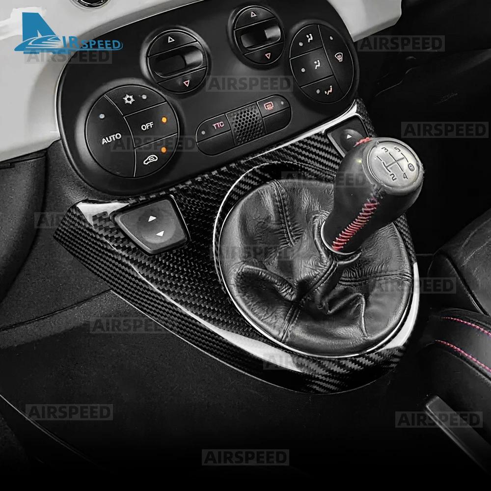 Real Dry Carbon Fiber Sticker For Abarth 595/695/Fiat 500C 2012-2015 Fiat 500 2008-2015 LHD RHD Car AT/MT Gear Shift Panel Trim