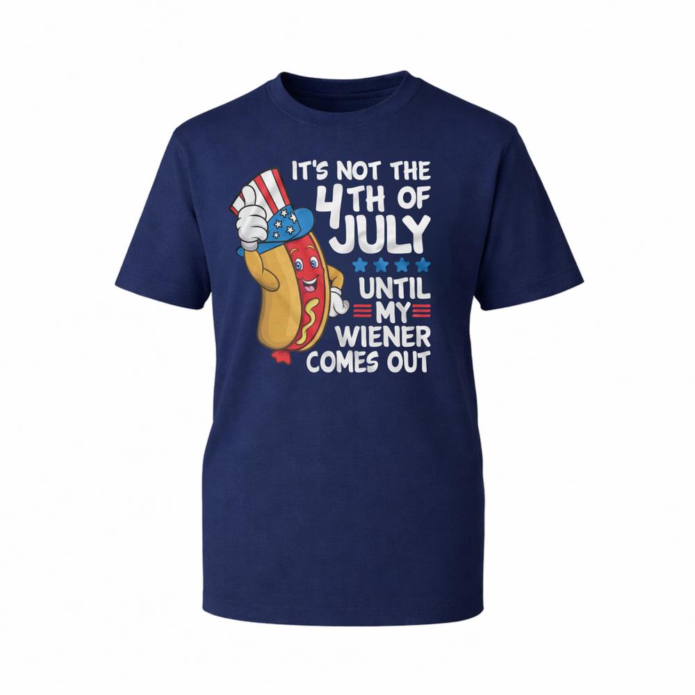 Funny 4th of July Graphic TShirt Hot Dog Wiener Adult Humor BBQ Grill TTop