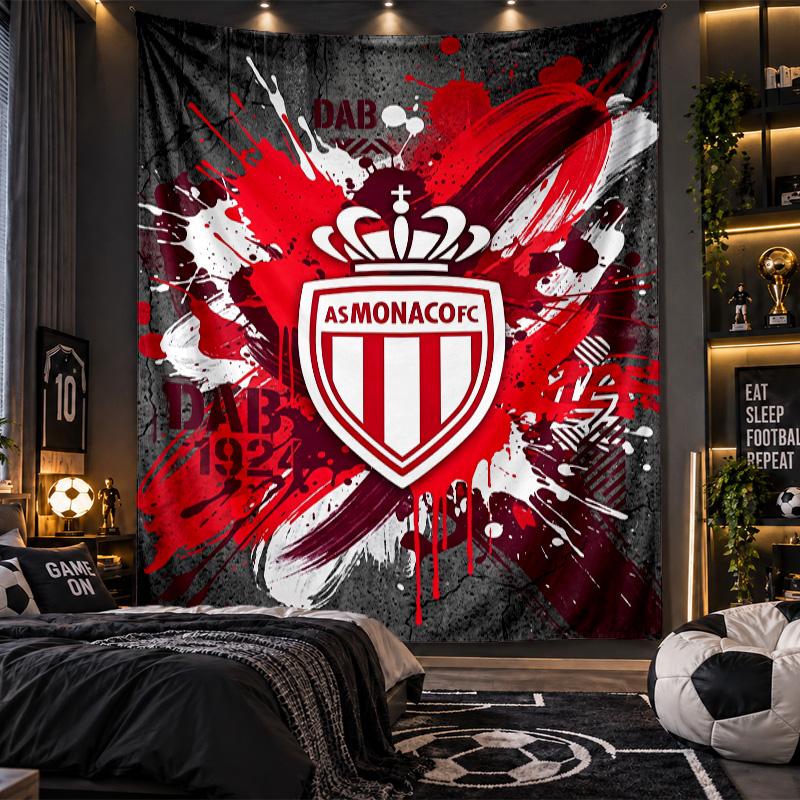 Wall Hanging Tapestry Monaco FC Print Cloth for Living Room Bedroom Home Decor