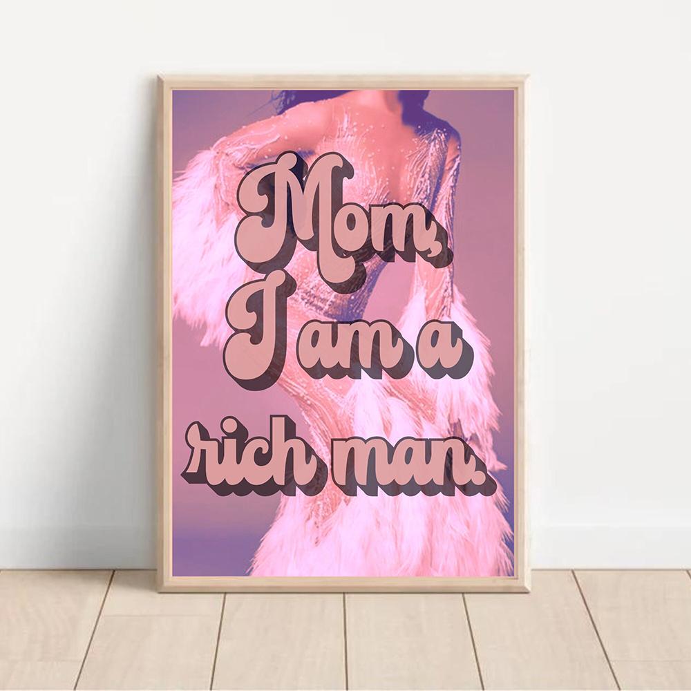 Мама, я богатый человек. Распечатайте эстетические плакаты, минималистские украшения, оригинальные репродукции, модные ретро-стены