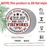 2D Flat, 1pc Round Aluminum Hanging Sign, Vintage 4th of July Metal Wall Art, USA Independence Day Fireworks Design, Perfect for Front Door, Porch
