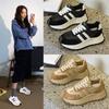 2025 Spring New Versatile Sports Forrest Gump Shoes Women's German Training Shoes Non-slip Small Leather Platform Dad Shoes