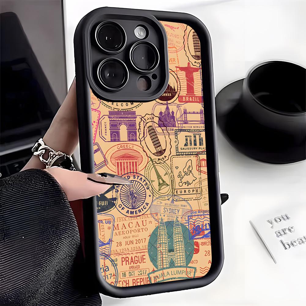 Latest Retro Stamp Creative Designs Phone Case For IPhone 17 Pro Max 16 15 14 Pro Max IPhone 13 Pro Max 11 Plus Silicone Cover