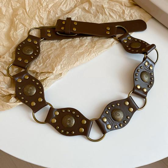 Ретро Женский Пояс Богемный Стиль Сплав Искусственная Кожа Поясная Цепочка Платья Рубашки Топы Талия