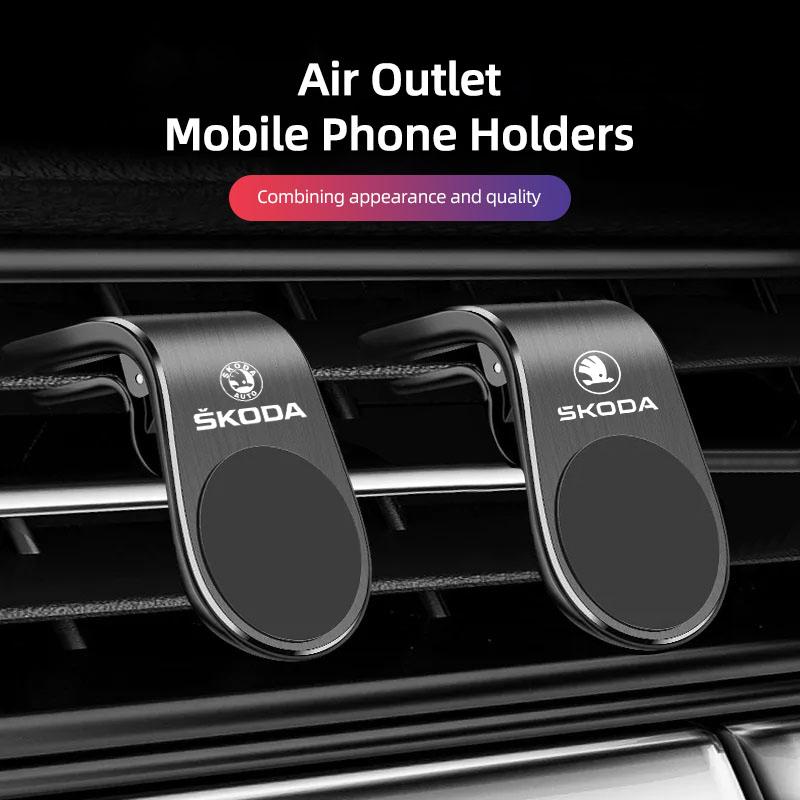 Magnet Phone Holder GPS Stand Air Vent Clip Accessories Headrest For Skoda Octavia Kylaq Superb Yeti Elroq Scala Rapid Vision RS YI2