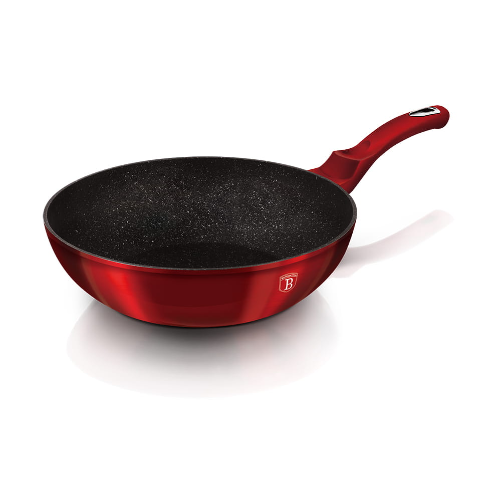 Wok z powłoką granitową 28cm BERLINGER HAUS Metallic Line Burgundy BH-1267-N