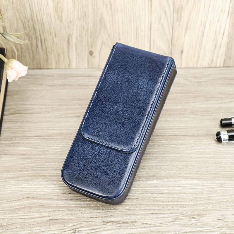 Чехол для ручек из натуральной кожи ручной работы, разноцветный, с 3 слотами, роскошный брендовый ящик для ручек, съемный лоток для ручек, защитный чехол для ручек