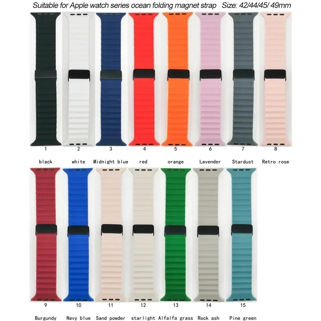 Ocean Strap for Apple Watch 10 9 8 7 Ultra Band 46mm 45mm 49mm 44mm 41/42mm Silicone Magnetic Sport Bracelet iWatch Series se 6