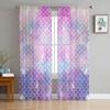 Mermaid Scales Colorful Sheer Curtains for Bedroom Living Room Decoration Window Curtain for Kitchen Tulle Voile Organza Drapes