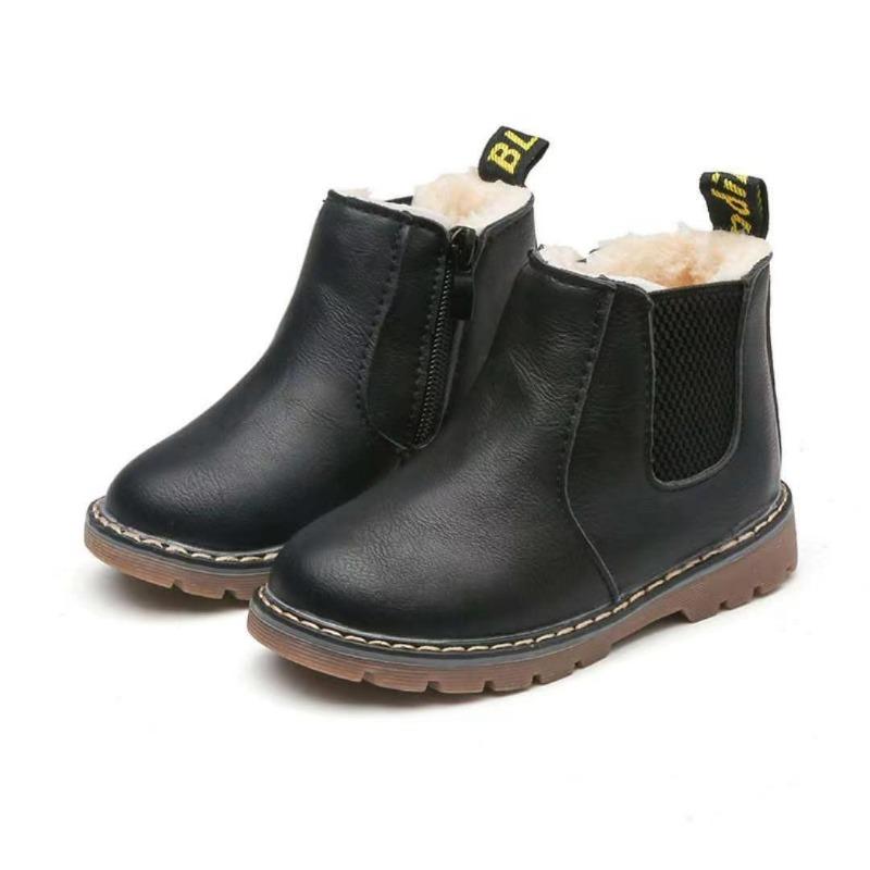 Children's Snow Boots Autumn and Winter New Boys British Style Solid Color Cotton Boots Girls Show Martin Boots