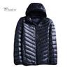 Men Cotton Jacket Hooded Long Sleeve Solid Color Down Coat with Side Pockets Full Zipper Closure Thin Quilted Winter Outwear