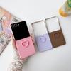 Стеклянный чехол с ощущением горячей кожи для Samsung Galaxy Z Flip 7 FE Fold, деловой, модный, с кольцом-шарниром, защитная крышка для Flip5 Flip6