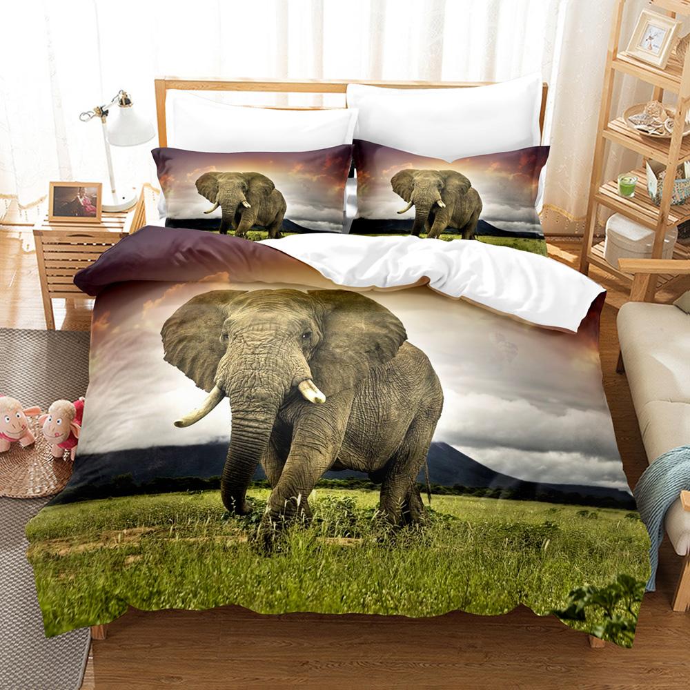 3D Постельное белье «Слон» Комплект пододеяльника с наволочкой Двуспальный Полный Квинсайз Кингсайз Постельные принадлежности Постельное белье