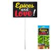 [A0736] - Metal Garden Plaque 'Messages' (Spices and Love! ) - 22. 5x12cm