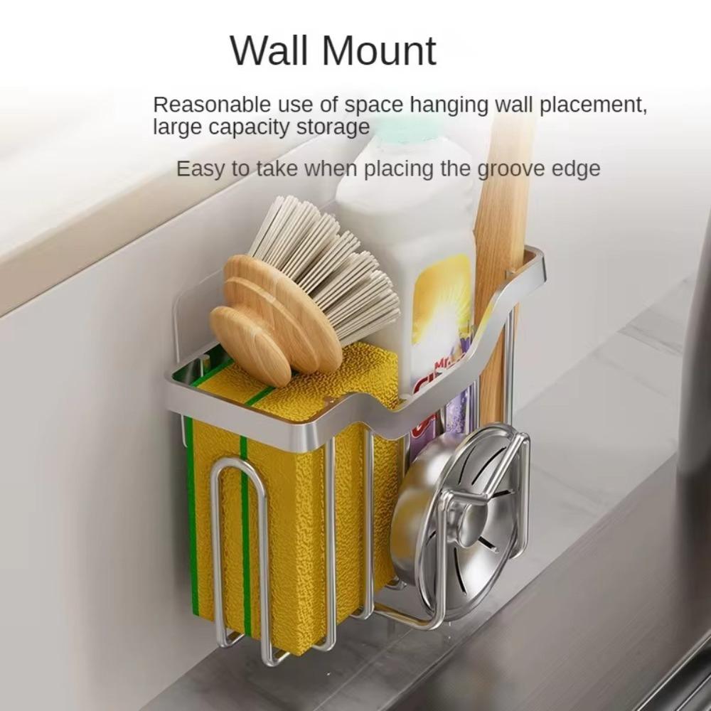 Stainless Steel Kitchen Sink Organizer Rustproof Sink Stopper Scraper Durable Drain Tray Kitchen