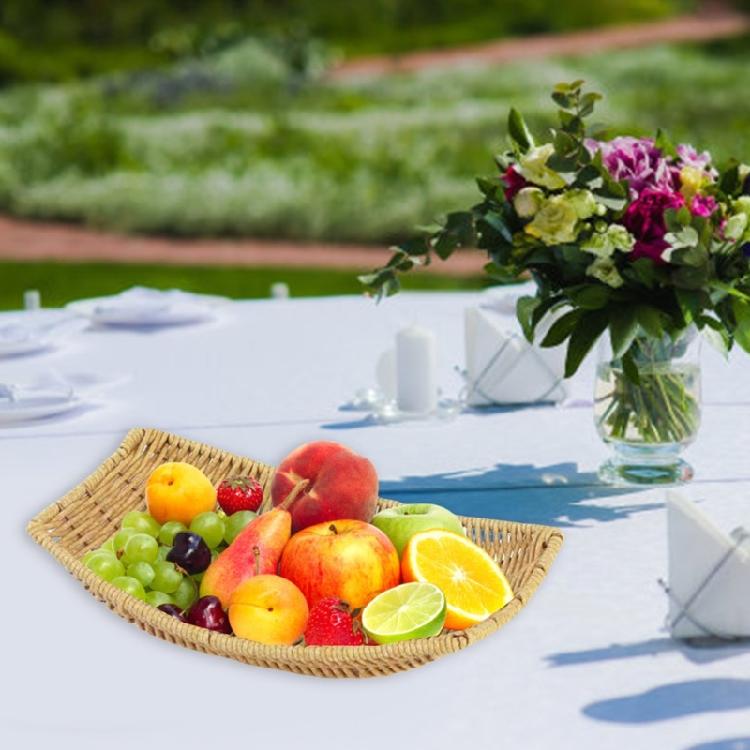 2 шт. Плетеная корзина для фруктов из искусственного ротанга, многофункциональная тарелка для хранения закусок в форме лодки, плетеная подставка для овощей