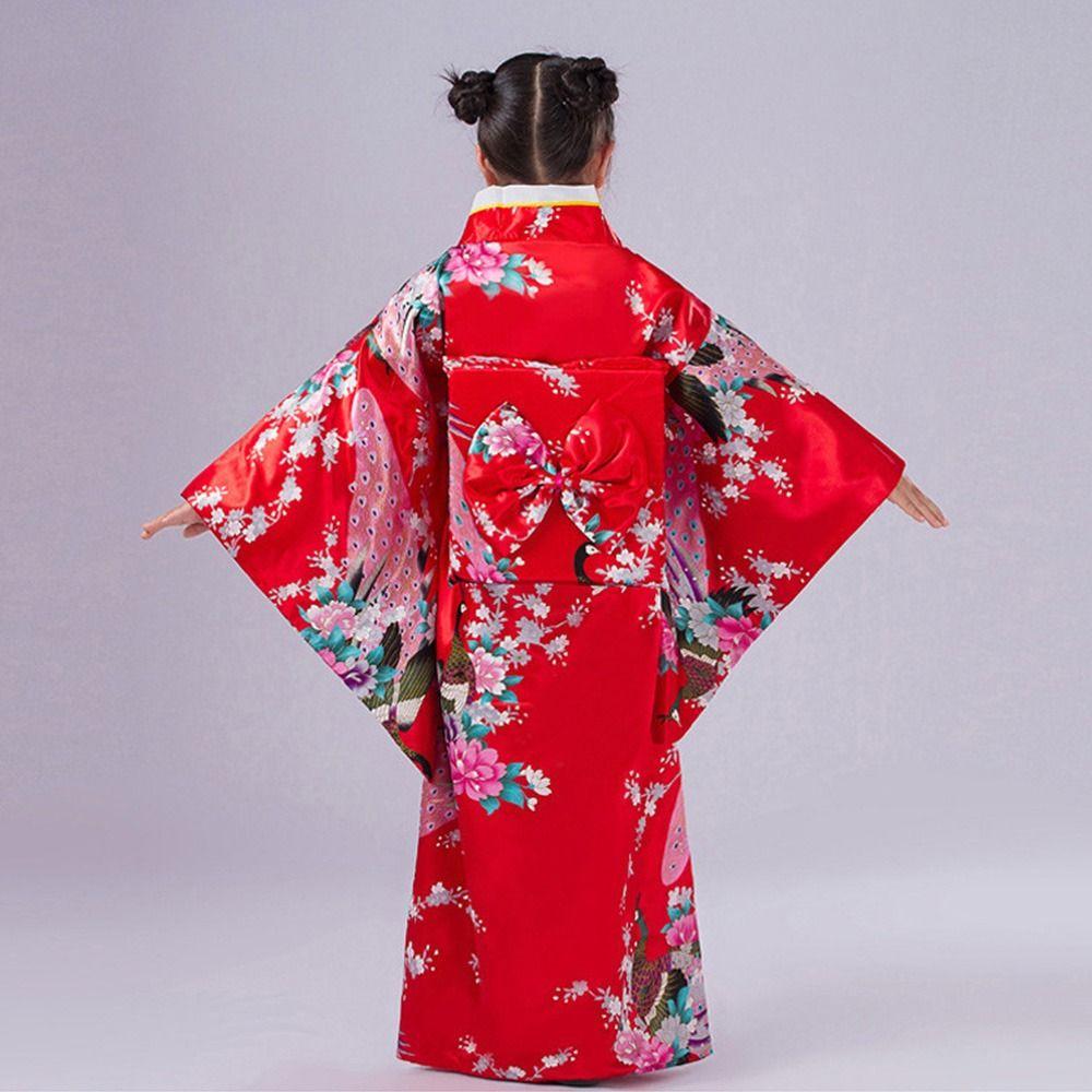 Bathrobe Gown Yukata Dress Cherry Blossom Pattern Cosplay Costume Kids Boys Girls