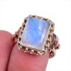 Natural Rainbow Moonstone Gemstone Two Tone 925 Sterling Silver Ring S.7.5 M1w51