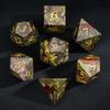 Набор кубиков Cusdie Dragon Blood Stone, ручная работа, драгоценный камень, D4-D20, многогранный набор кубиков с коробкой для D&D, настольных игр, RPG, коллекция, подарок