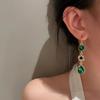 Корейские длинные серьги-крючки с изумрудами и бриллиантами в виде капель воды и цветов, циркониевые ретро-серьги, элегантные серьги в стиле легкой роскоши