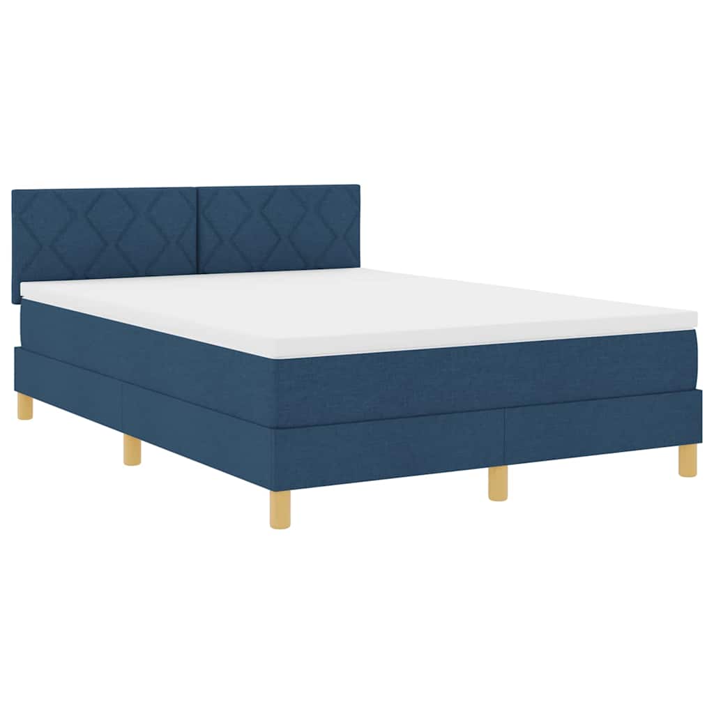 Boxspring bed with pillows and headboard Blue 140 x 200 cm Fabric