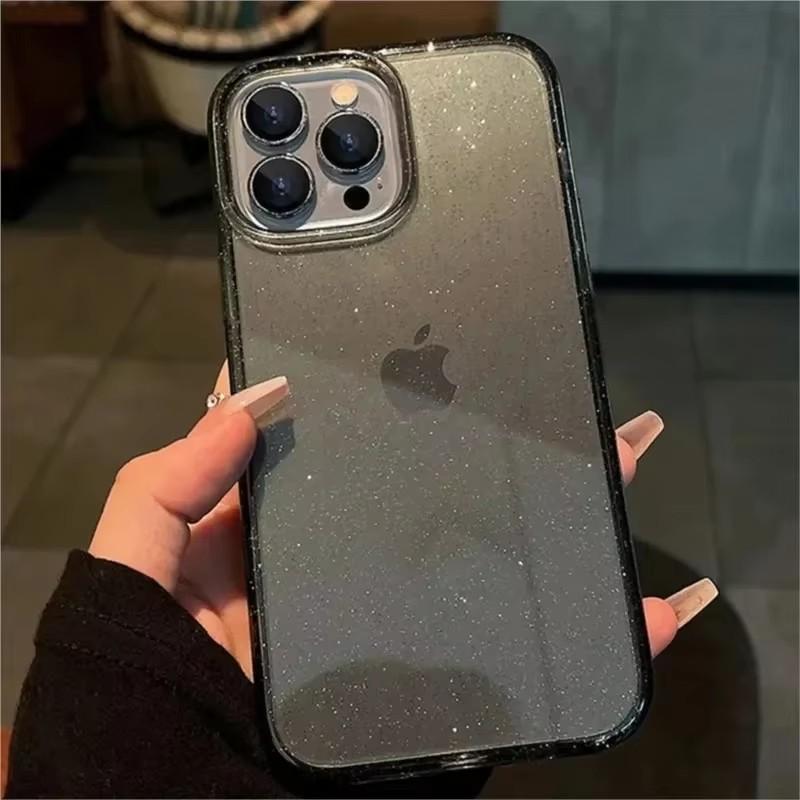 Прозрачный чехол для телефона с блестками для iPhone 17 Air 16 15 Pro Max 14 Plus 13 Mini 12 11 16 E Прозрачный женский/девичий мягкий чехол из ТПУ