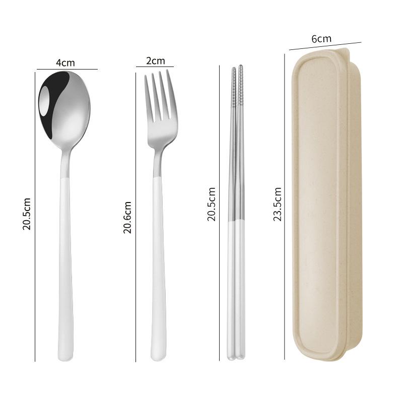 Three-Piece Japanese Stainless Steel Cutlery Set: Spoon, Fork, Chopsticks